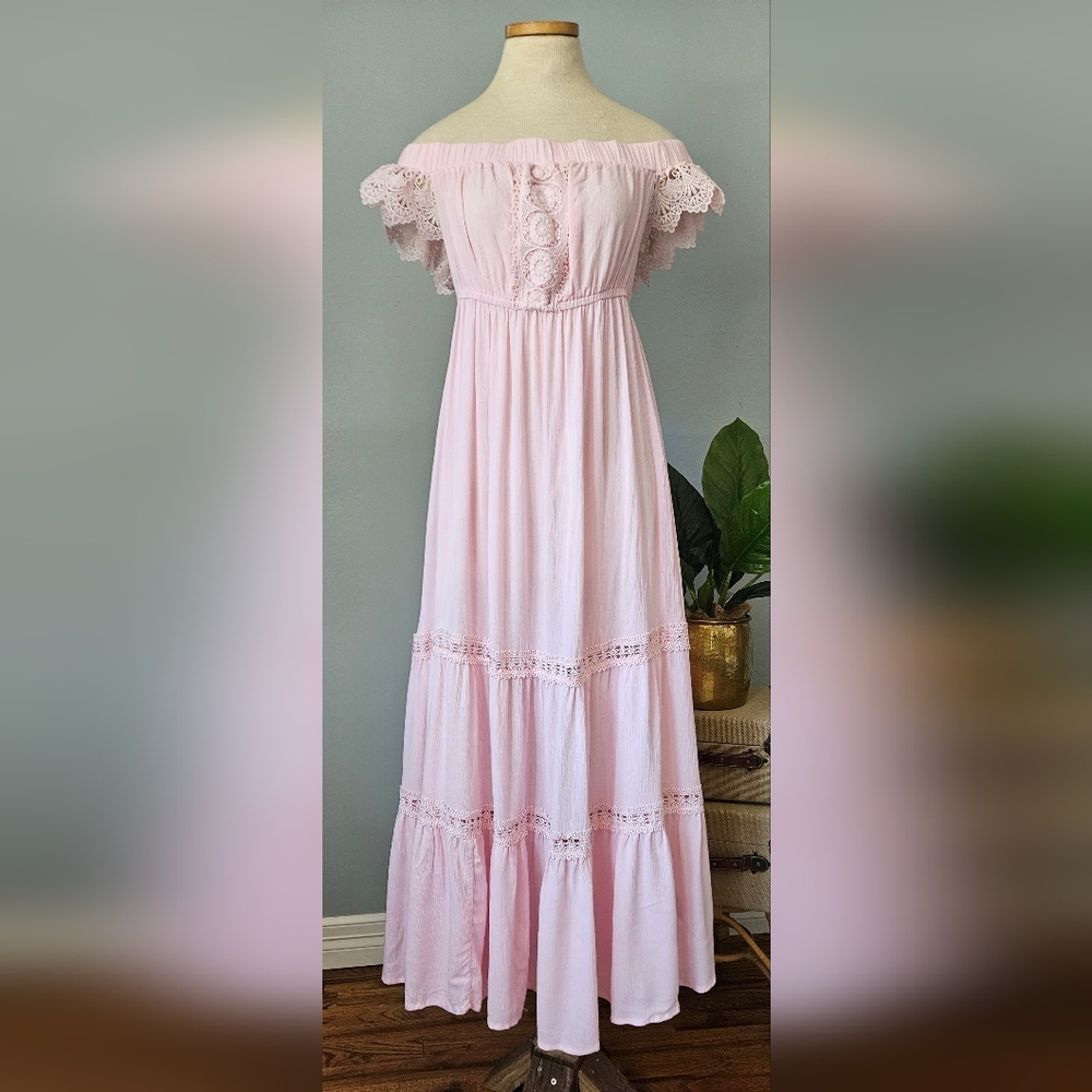 J for Justify Pink Off-Shoulder Maxi Dress